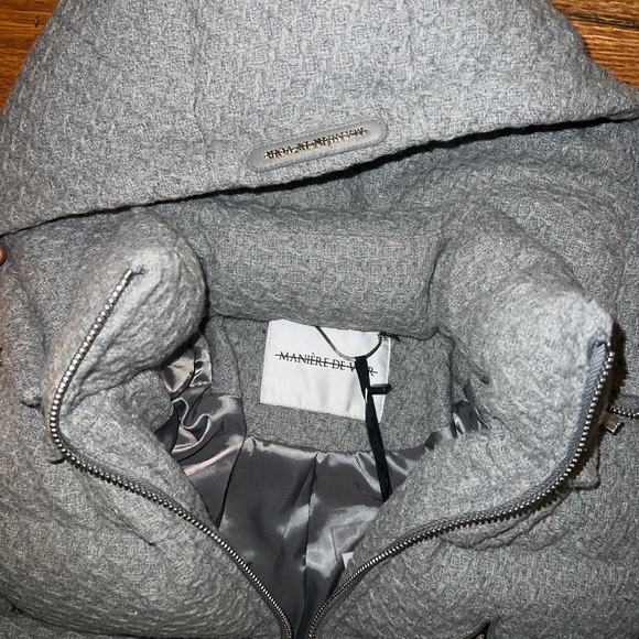 Textured Knit Puffer Jacket - Grey - Picture 3 of 8